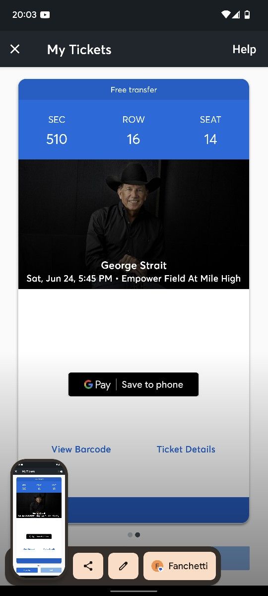 2 Tickets George Strait, Chris Stapleton, Saturday June 24th, Mile High