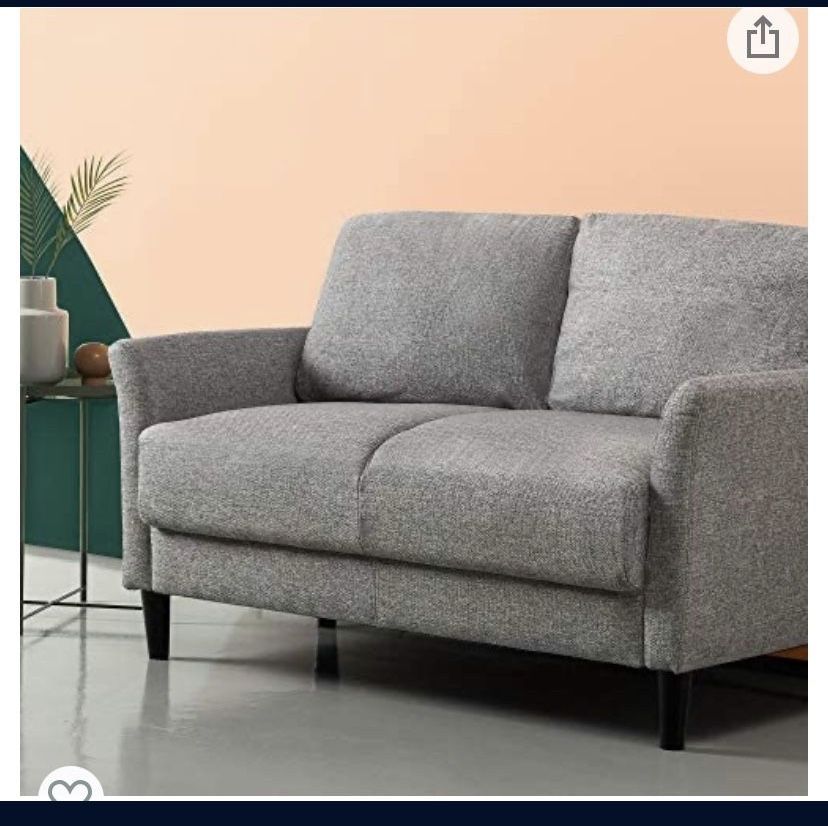 ZINUS Jackie Loveseat Sofa / Easy, Tool-Free Assembly, Soft Grey