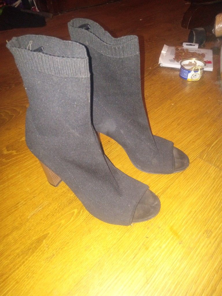 Black Open Toe Booties