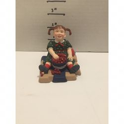 Department 56 All Through The House Statue Caroline Stringing Cranberries Rare HTF