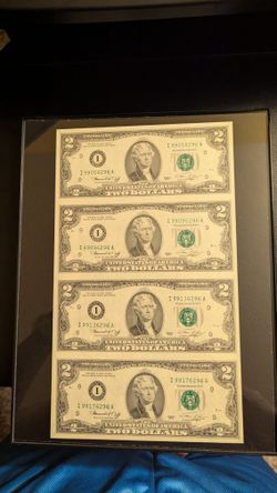 1976 Uncut Two Dollar Bills 
