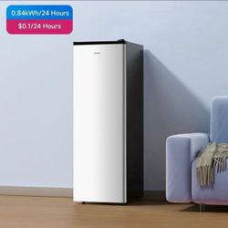 BANGSON Upright Freezer, 7.0 Cu.ft Freestanding Freezer, Convertible Upright Freezer/Refrigerator, Single Door for Kitchen, Office, Apartment, Silver