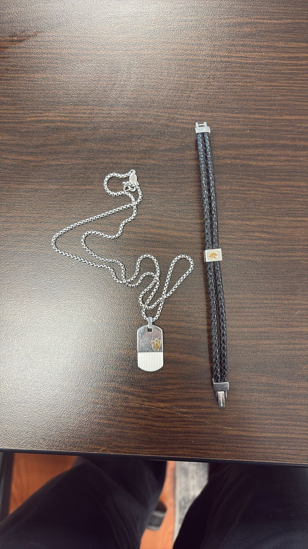 Maserati Leather Bracelet And Necklace