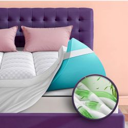 Brand new! Queen Mattress Topper Dual Layer 4 Inch Memory Foam Mattress Topper 4X Support, 2" Fluffy Pillow Top Queen Mattress Topper 50% Viscose Made