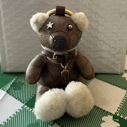 NWT Coach Bear Bag Charm in Signature Canvas