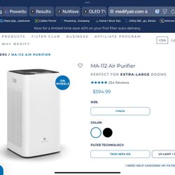 Air Purifier  Medifyair MA-112 Air Purifier For Whole Home 