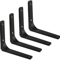 4Inch/5inch Iron Shelf Bracket 4PCS Matte Black Wall Angel Corner Brace for Wood Board Floating