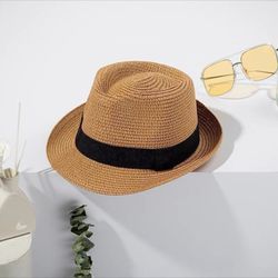 Korean style summer Panama straw jazz hat beach sun