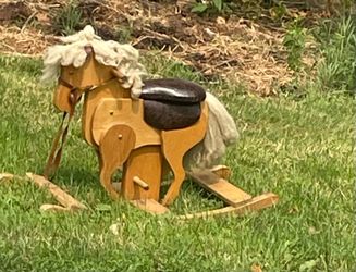 🐴🐎🐴 AMISH 🧑‍🌾- Amish-handcrafted solid oak children's rocking horse 🐴🐎🐴