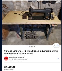 Vintage Singer industrial Sewing Machine With Table And Motor 