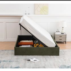 Lift Up Platform Storage Bed Frame - Green