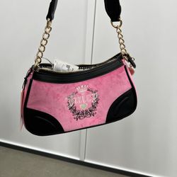 Juicy Couture Velour Shoulder Bag - Hot Pink 