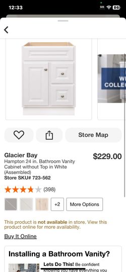 Glacier Bay Hampton 24 in. Bathroom Vanity Cabinet without Top in White (Assembled) Store SKU# 723-562