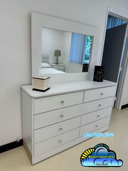 White dresser with mirror new chest eight drawer cajonera Comoda