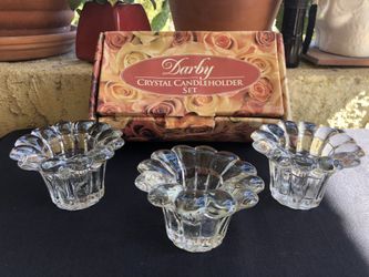Set of 3 Crystal candleholders