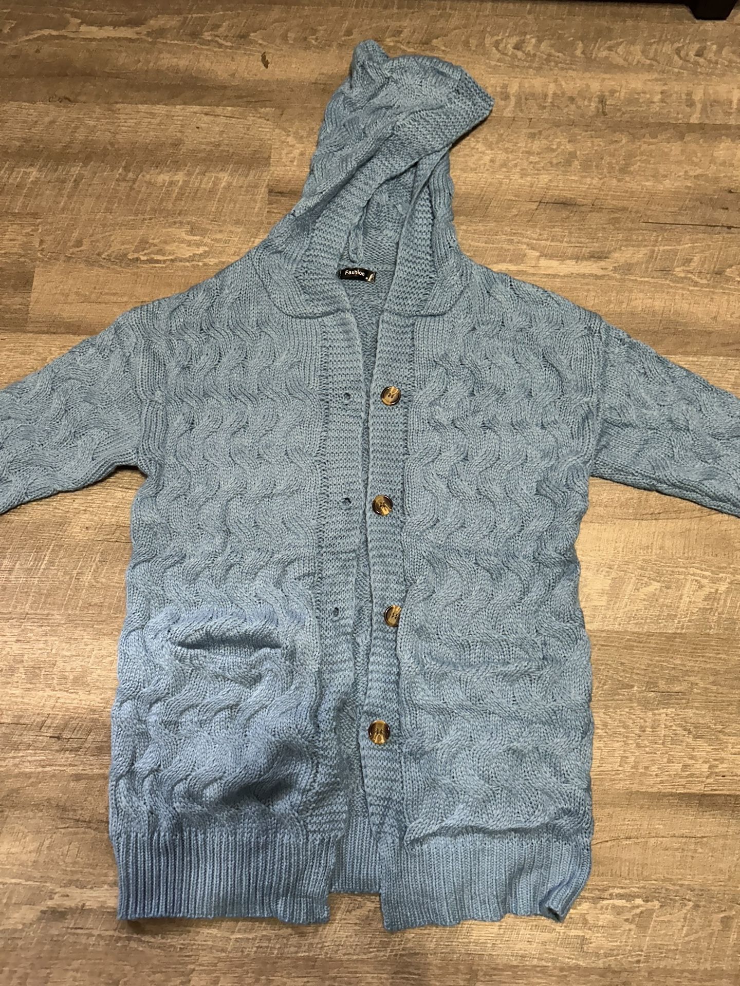 Womens Size Medium Oversized Long Sleeve Hooded Chunky Cardigan Sweater