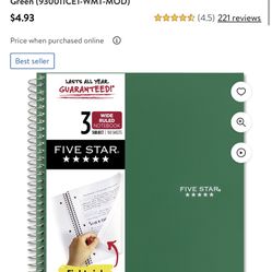 Five Star Wide Ruled Notebook