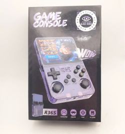 BRAND NEW! R36S Game Console Purple 3.5" Screen ArkOS Installed 64GB SD Card