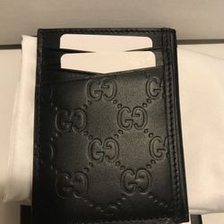Gucci black leather card holder wallet