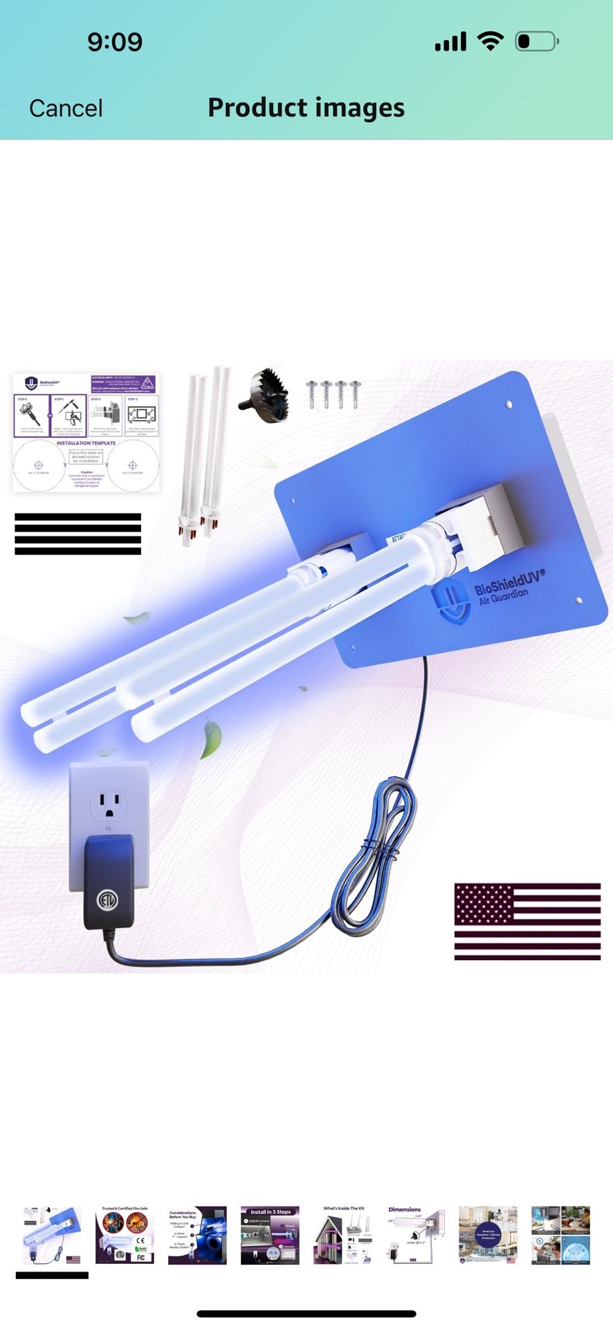BioShieldUV® HVAC UV Light Air Purifier Whole House Dual UV UVC Light in Duct for HVAC Duct Filter, 18 Watts 4 Bulbs 110V Lamp - UVC Light for HVAC AC