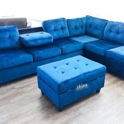 
\ASK DISCOUNT COUPON` sofa Couch Loveseat Living room set sleeper recliner daybed futon 🏆h Blue Reversible Sectional With Ottoman 