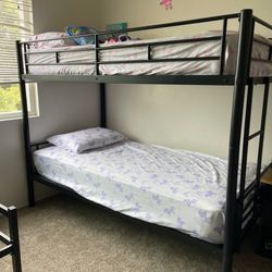 For Sale: Metal Bunk Bed with Mattresses – $170
