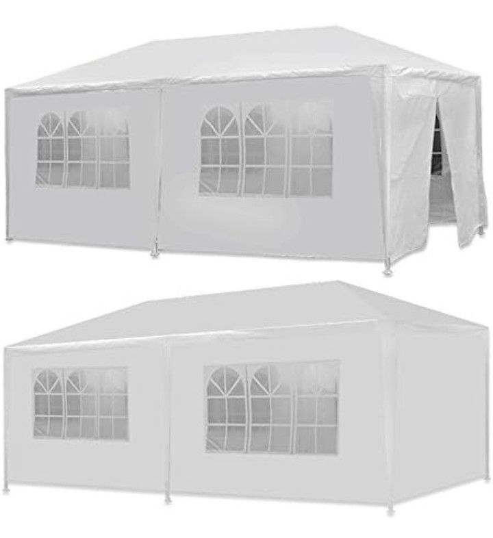 10x20, White Party Wedding Tent Canopy with Removable Sidewalls, Portable Canopy Shelter Tent Pavilion for Market, Outside Tents for Events, Backyard