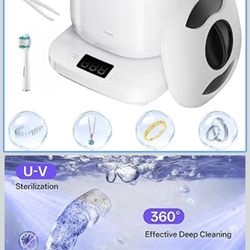 Ultrasonic Jewelry Cleaner Machine with U-V Light, Detachable Retainer Cleaner for Jewelry, Retainers, Dentures, 42kHz Ultrasonic Cleaner with 3 Modes