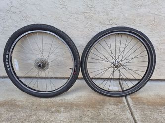 Serfas 26" Bicycle Wheelset, quick release. Rear wheel 8 speed cassette. Ready to Roll.