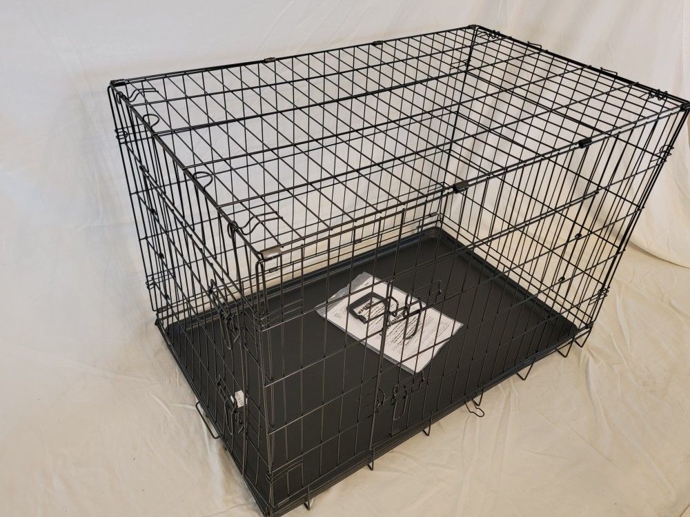 New IN Box! L'xl Dog Crate 2 Doors With Tray Up To 70lbs Folding Puppy Dog Kennel Animal Cage Add A Bed For $15