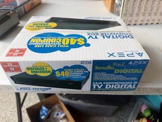Apex Digital TV Converter Box Analog Pass-Through Program DTV Model DT250 NEW!!!  The Apex Digital TV Converter Box is a brand new unit specifically d