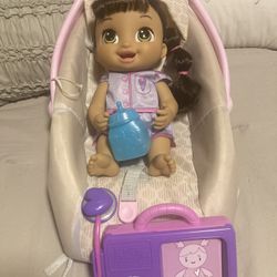 Baby Alive Lulu Achoo Interactive Doll With Baby Carrier And Accessories 