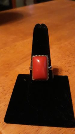 Beautiful Coral silver ring