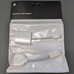 Set of 2 Apple Adapters, Mini-DVI to VGA Sealed Bag and Mini'DisplayPort To VGA
