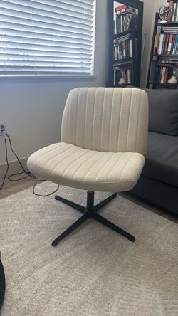 Cream Fabric Swivel Accent Chair
