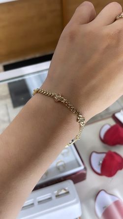 14k Rose And Heart Bracelet 