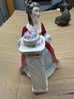 Porcelain Lady Figurine with Flower Basket