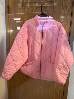 Pink Quilted Zip-Up Puffer Jacket