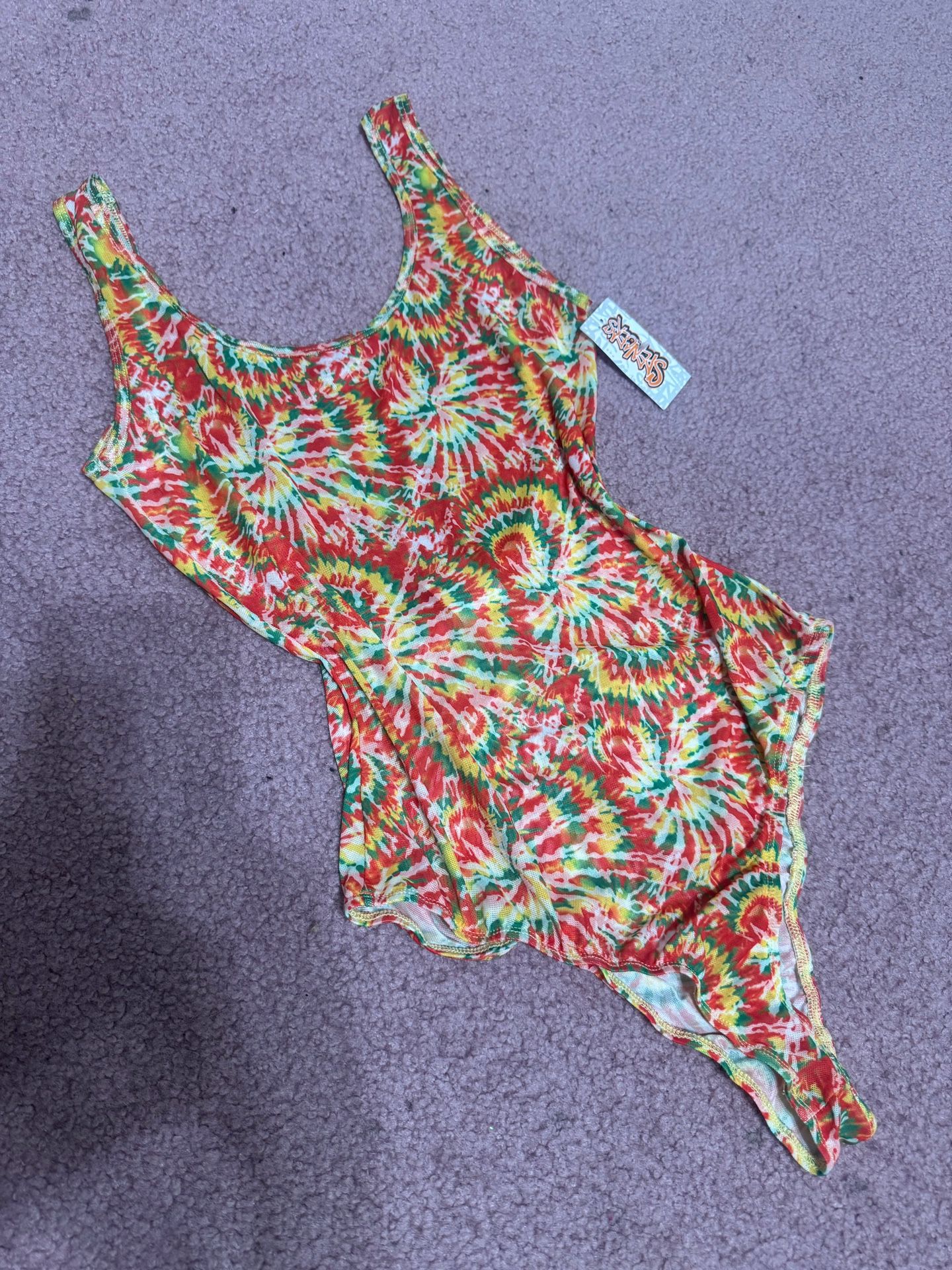 New small mesh sheer Tye dye rave festival top outfit bodysuit boho hippie shirt