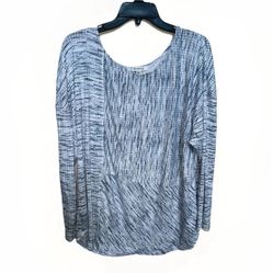 One Park Ave Womens Plus Blue Long Sleeve Stretch Scoop Neck Blouse Top Sz 3X