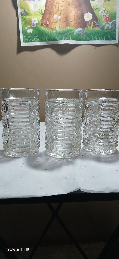 3pc Vintage Diamond Crystal Glasses