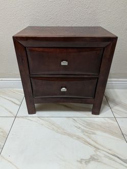 Dark brown Nightstand with metal handles