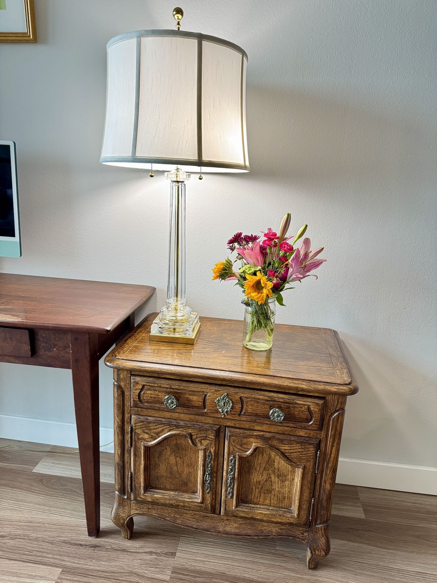 Vintage Solid Wood Nightstands or Desk Side Storage Cabinets