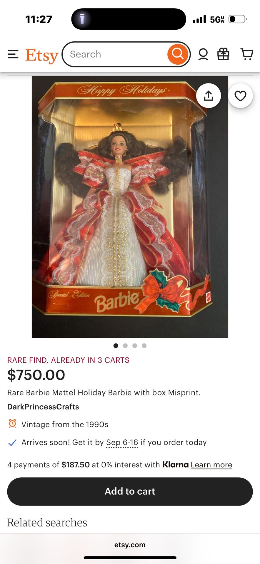 Barbie Dolls 3 Dolls For 600.00
