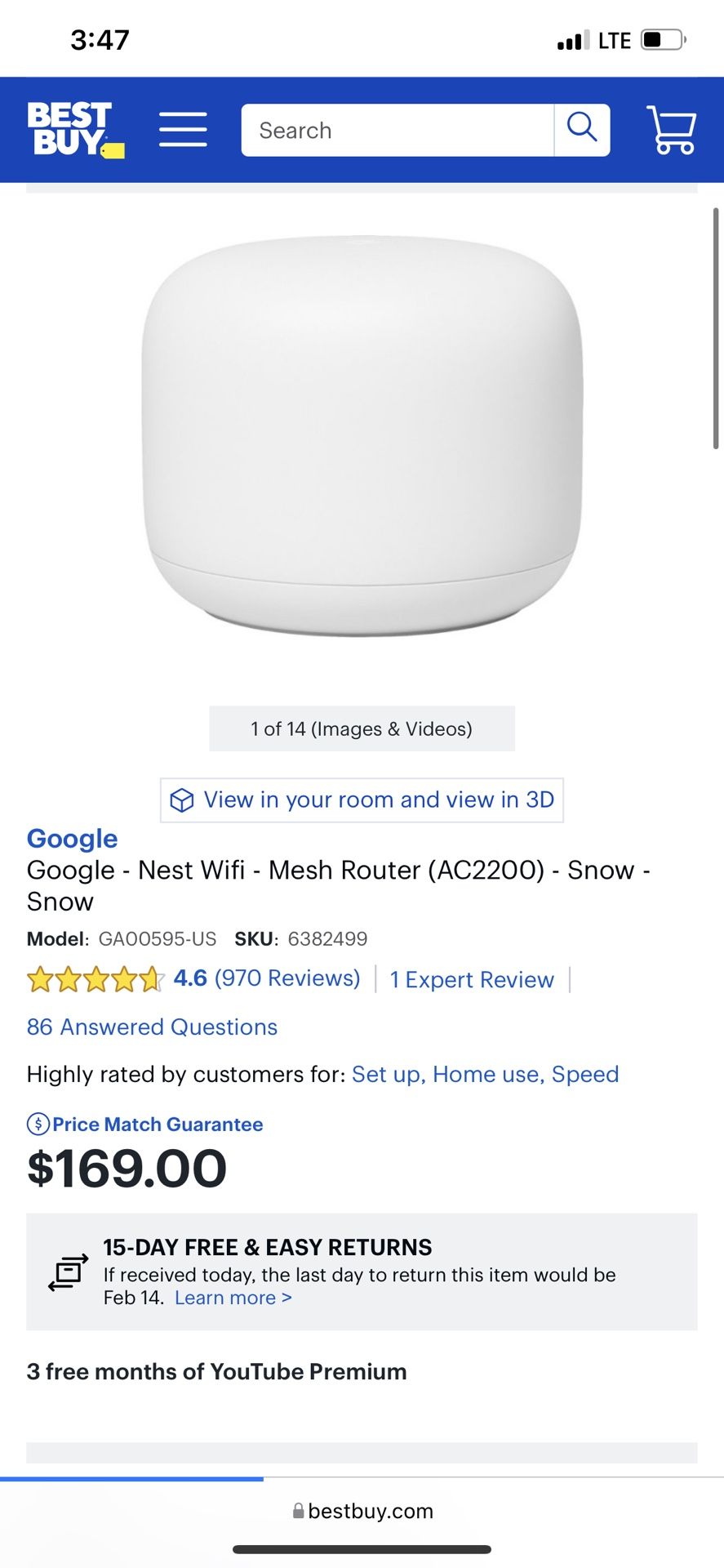 Google Nest Wifi Mesh Router