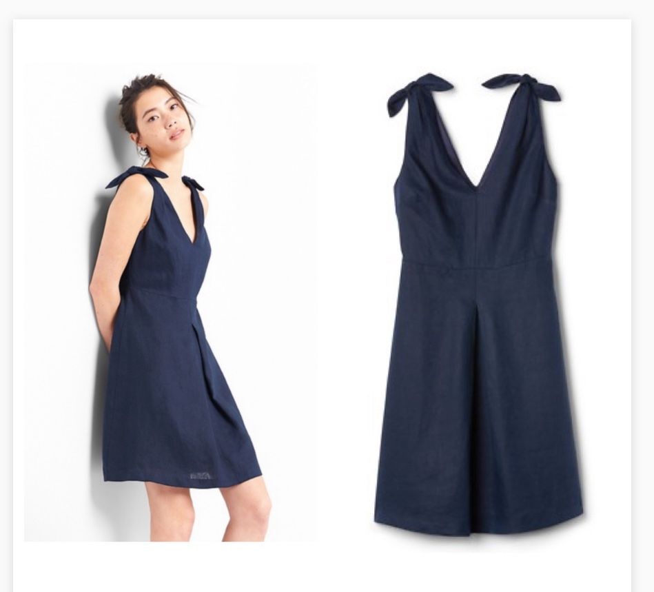 GAP dress size 12 Summer tie-shoulder sleeveless navy sundress