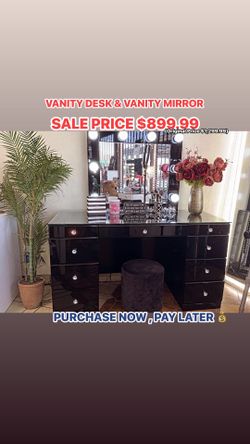 GLAM 💄 vanity desk & Mirror ( white available )