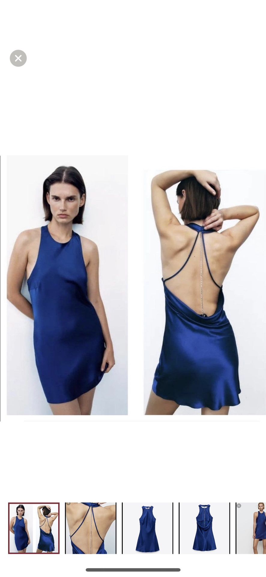 New/Tags Zara Blue Silk Low Back Slip Dress Bloggers Fave
