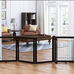 72-inch Wide    24-inches Tall Dog Gate with Door Walk Through, Freestanding Wire Pet Gate