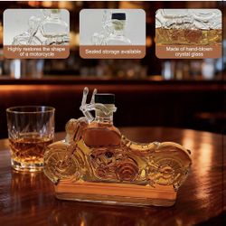 Motorcycle Whiskey Decanter - 3D Sculpted Biker Themed Glass Bottle